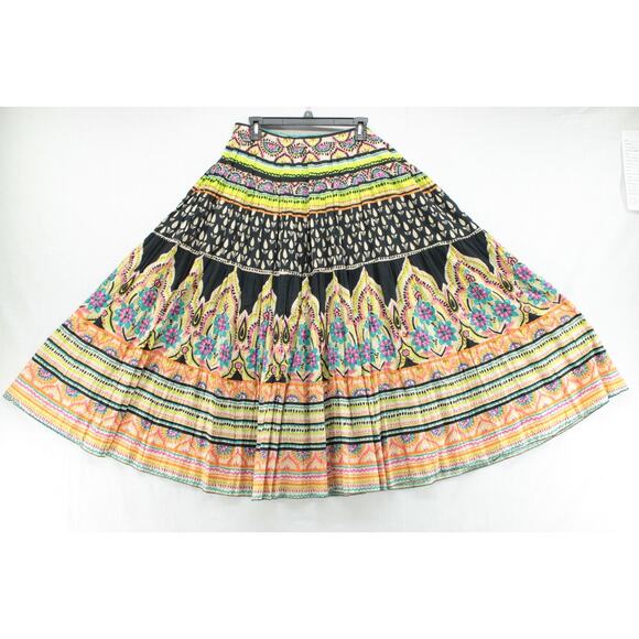 Phool Maxi Skirt Women's XL Multicolor Festival Beaded Boho Flowy Tiered Hippie